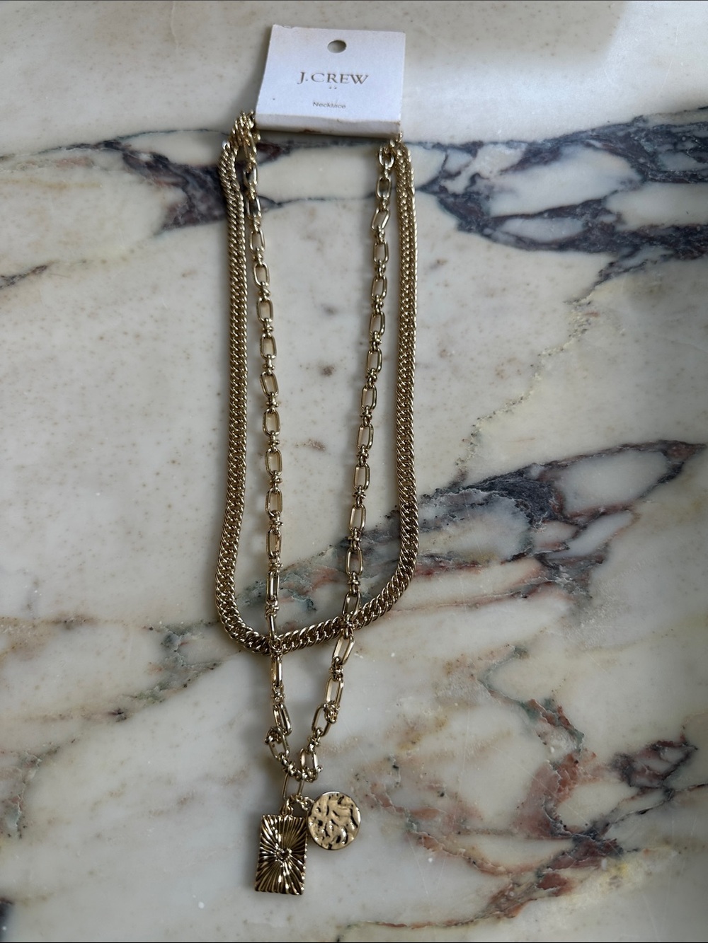 J. CREW Gold Layered Pendant Chain Necklace - Women Jewelry - Picture 2 of 4